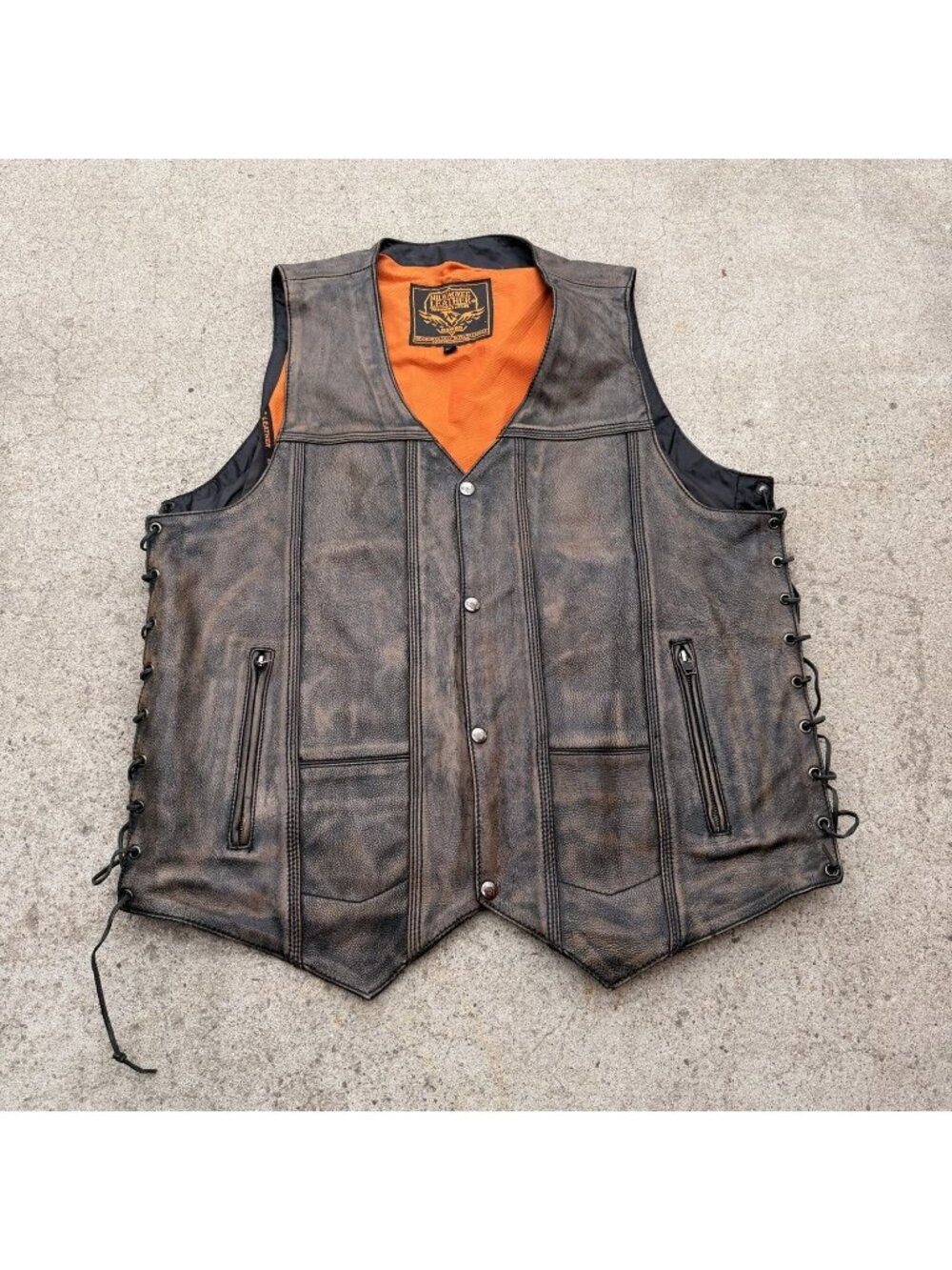 Milwaukee Leather MLM3540 Men's ‘10 Pocket’ Distressed Brown MC Leather Vest 2XL